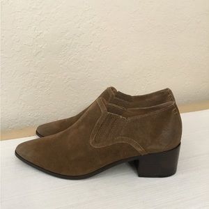 Frye Genuine Suede Chestnut Camel Eleanor Western Ankle Booties Boots Sz 7.5